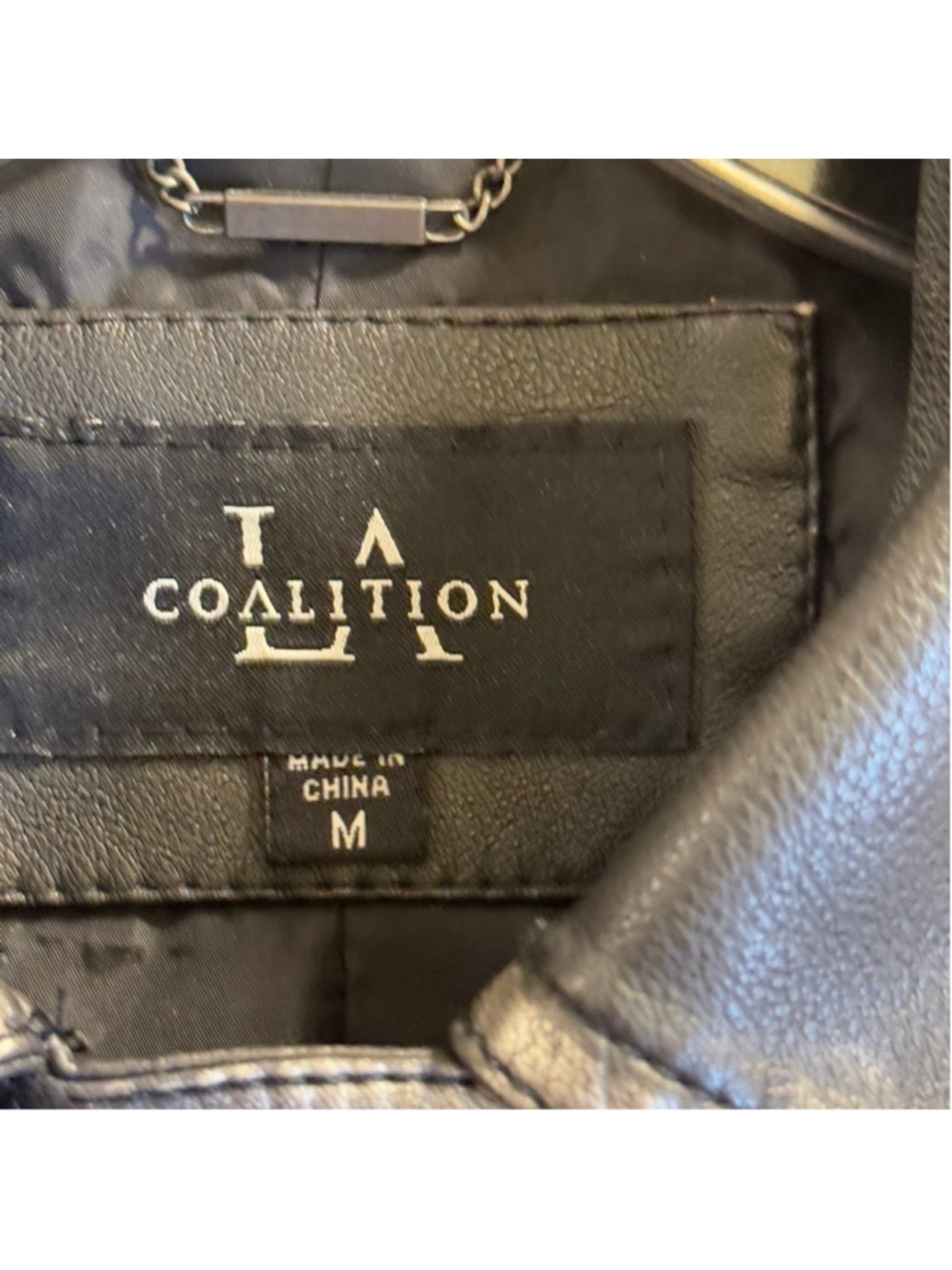 T Coalition Women Moto Jacket Black Faux Leather Studded - Picture 10 of 10